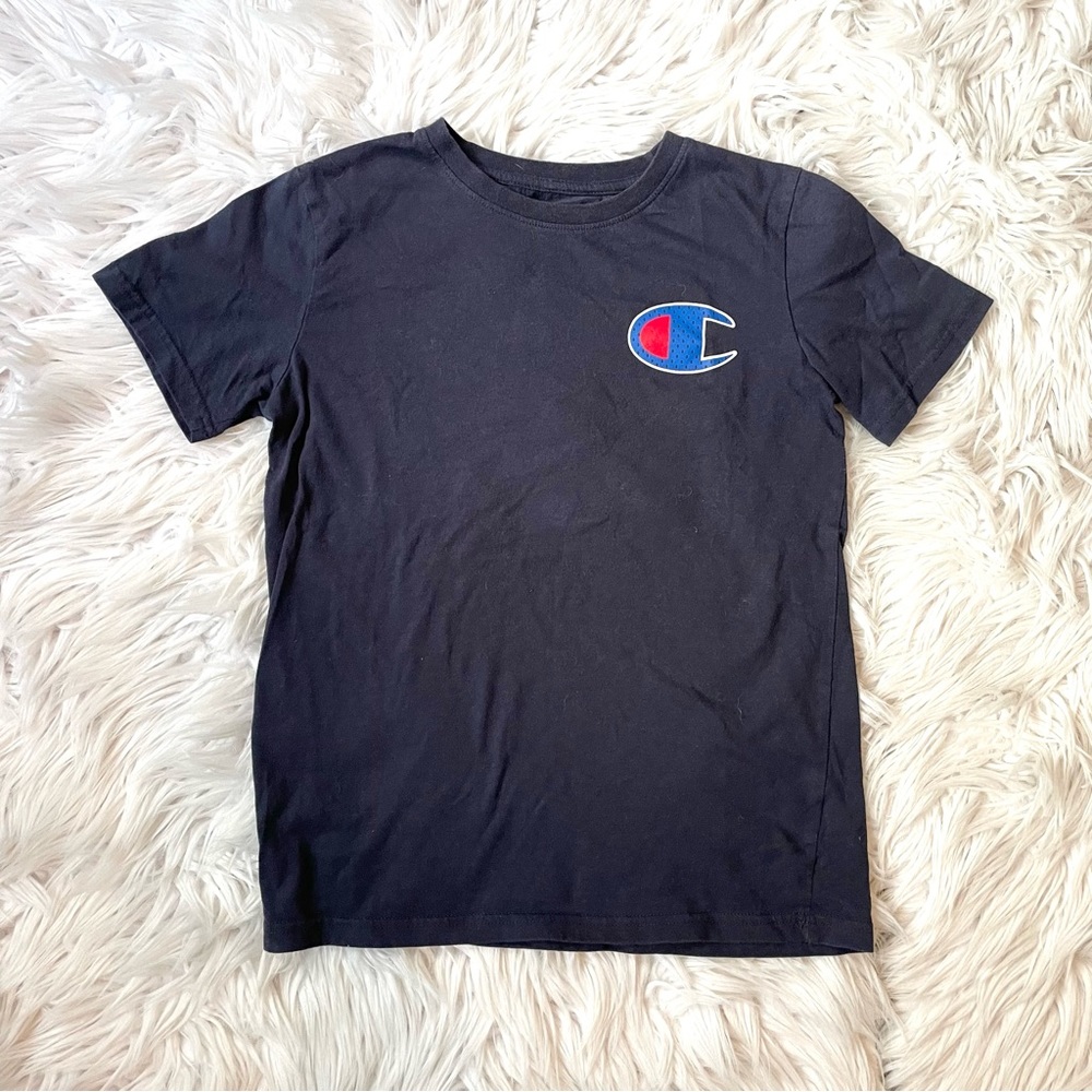 Champion navy big logo short sleeve tee shirt top youth L